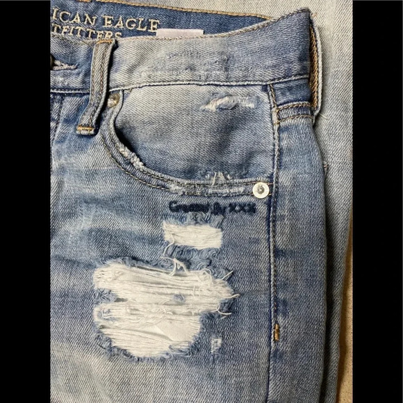 American Eagle Outfitters Vintage Hi Rise Distressed Embroidered Jean Sz 00 S - Picture 2 of 12